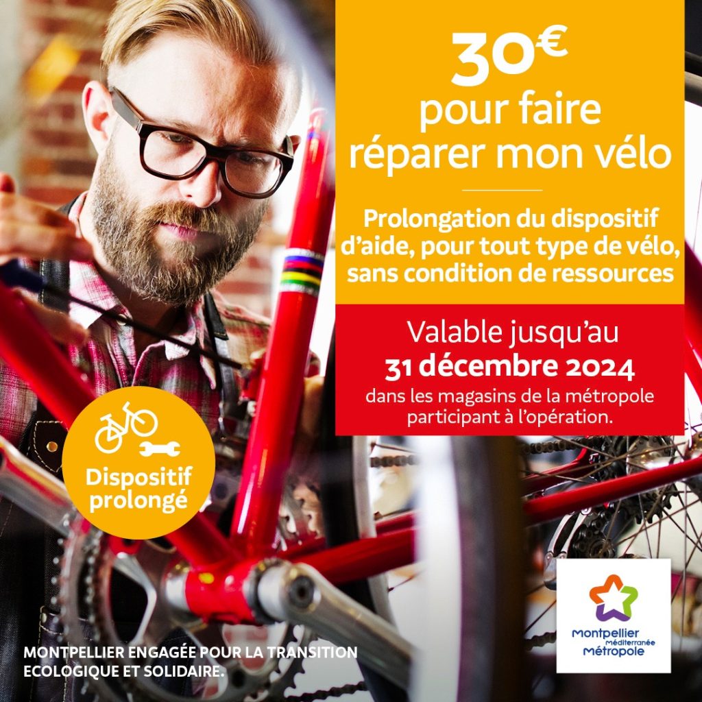 Aide de la métropole à la réparation de vélo de 30€ 