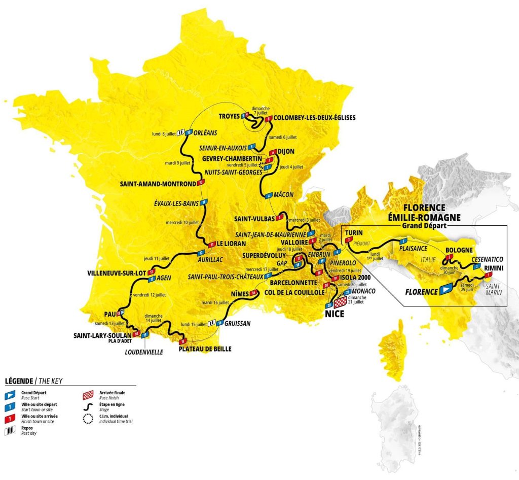 événements sportifs de vélo : Parcours Tour de France 2024