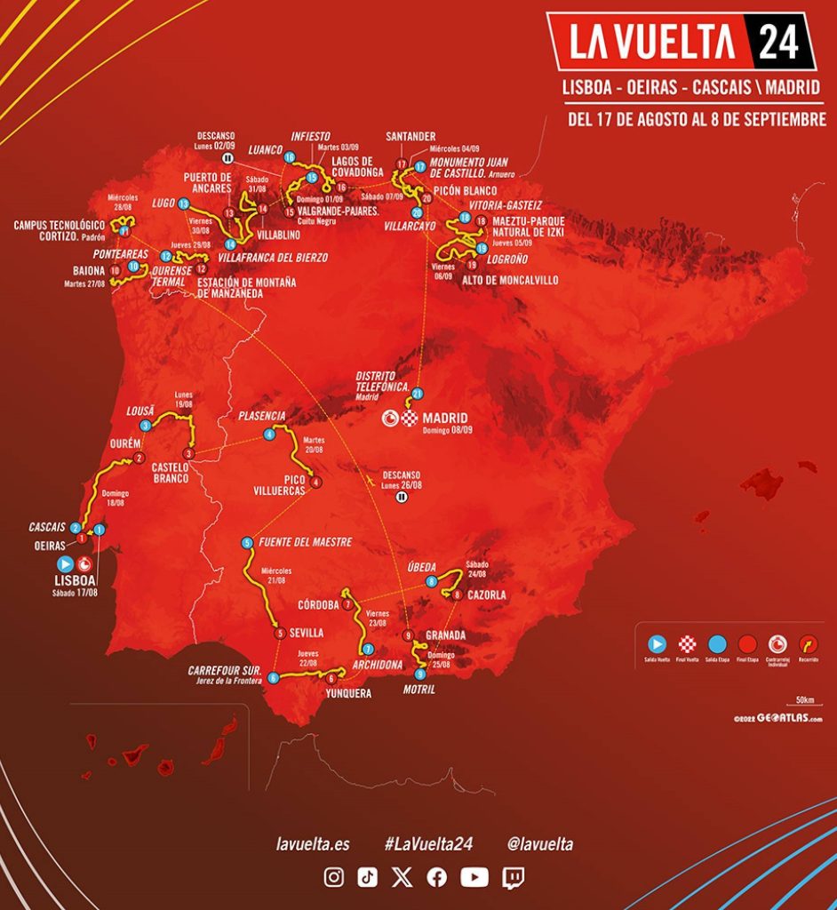 événements sportifs de vélo : Le parcours La Vuelta a España 2024 (La Vuelta 24)